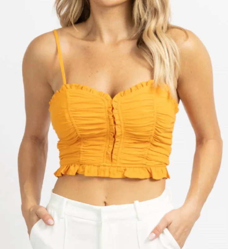 Special Savings Sunset Ruched Crop Top In Orange