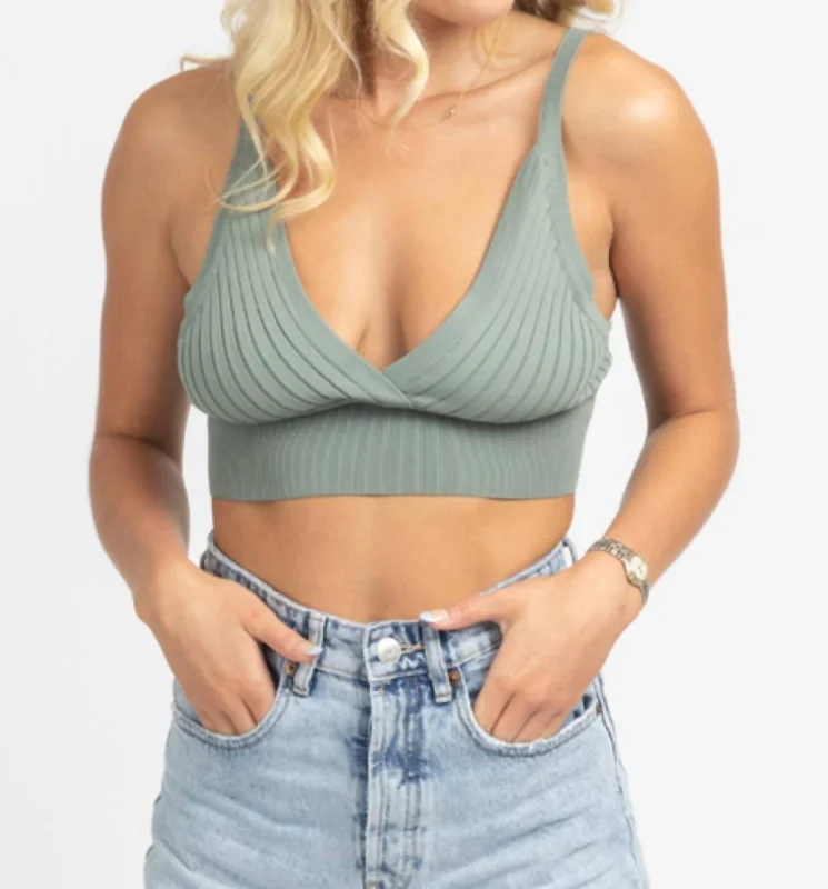 Special Discount Sweater V-Neck Crop Tank In Dark Sage