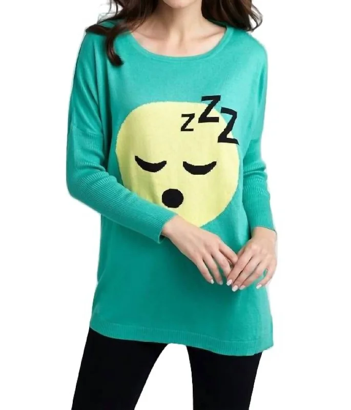 Seasonal Clearance Sweet Dreams Emoji Top In Teal