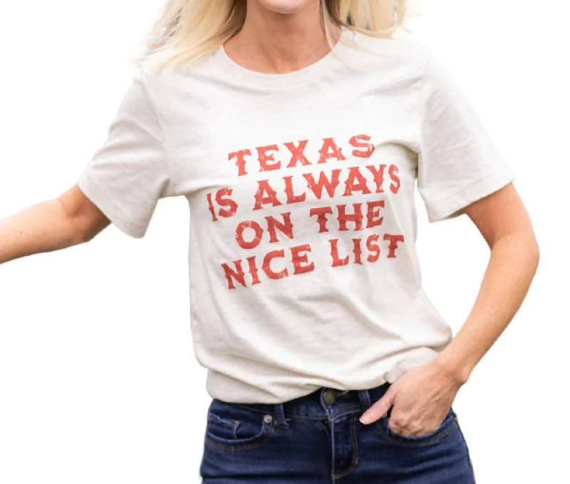 Midnight Madness Texas Is Always On Nice List Tee In Grey/red