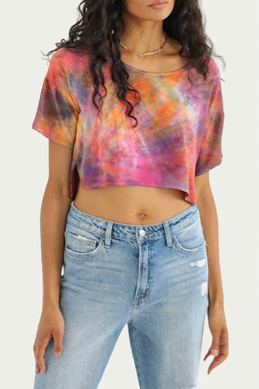Savings Event Tie-Dyed Silk T-Shirt In Multi