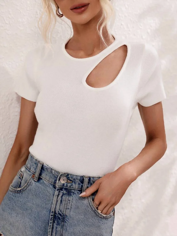 Limited Stock Tricia Cutout Ribbed Knit Top In White