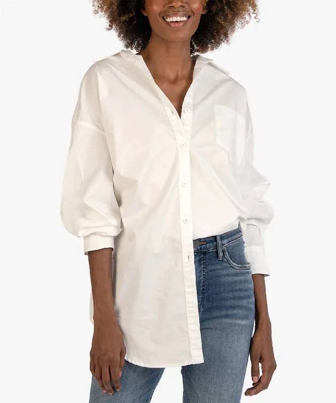 Super Bargain Tyra Oversized Button Down In White