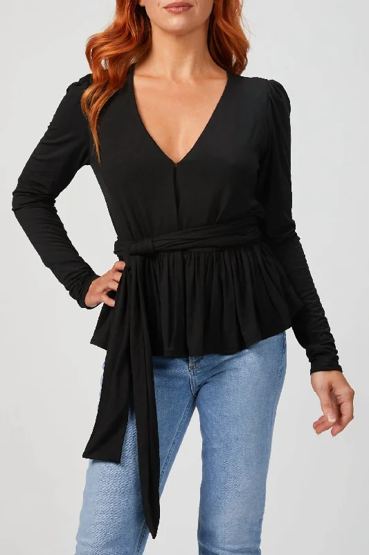 Discount Deals V-Neck Modal Top In Black