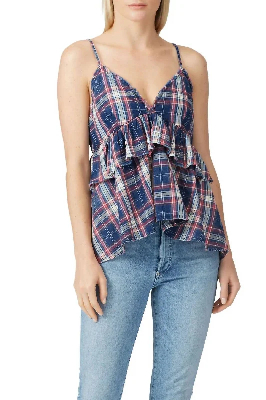 Crazy Deals Vintage Check Romy Top In Blue