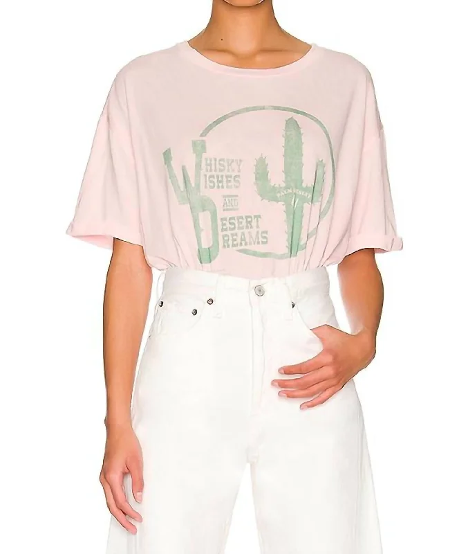 Inventory Reduction Whiskey Wishes Crop Oversized Tee In Blush Pink