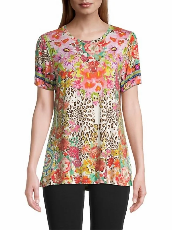 Special Discount Wild Garden Printed Puff-Sleeve Flared T-Shirt In Multi