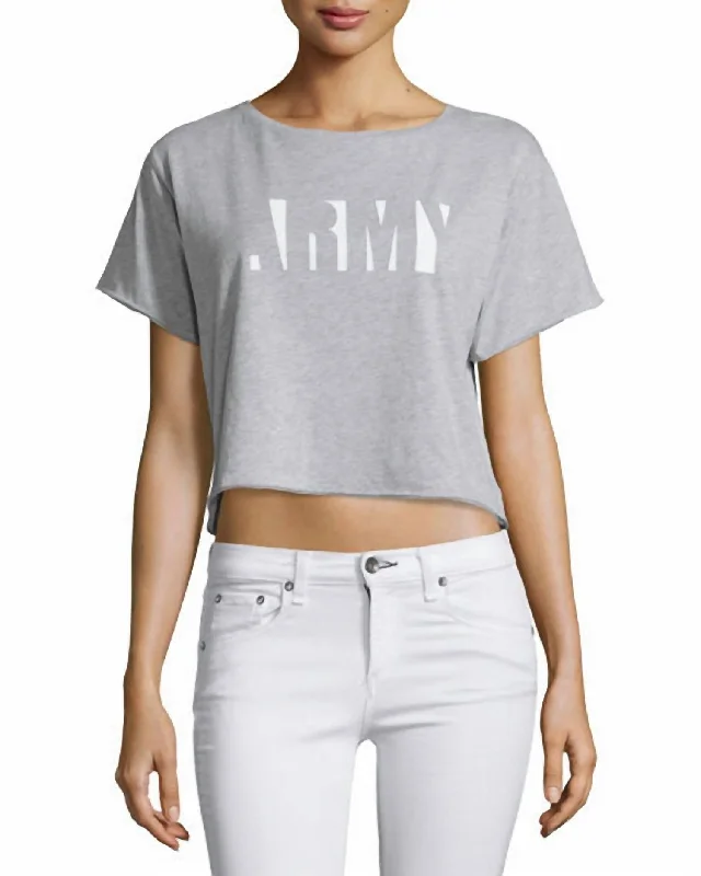 Doorbuster Deal Women Heather Gray Graphic X-Boyfriend Cropped Tee