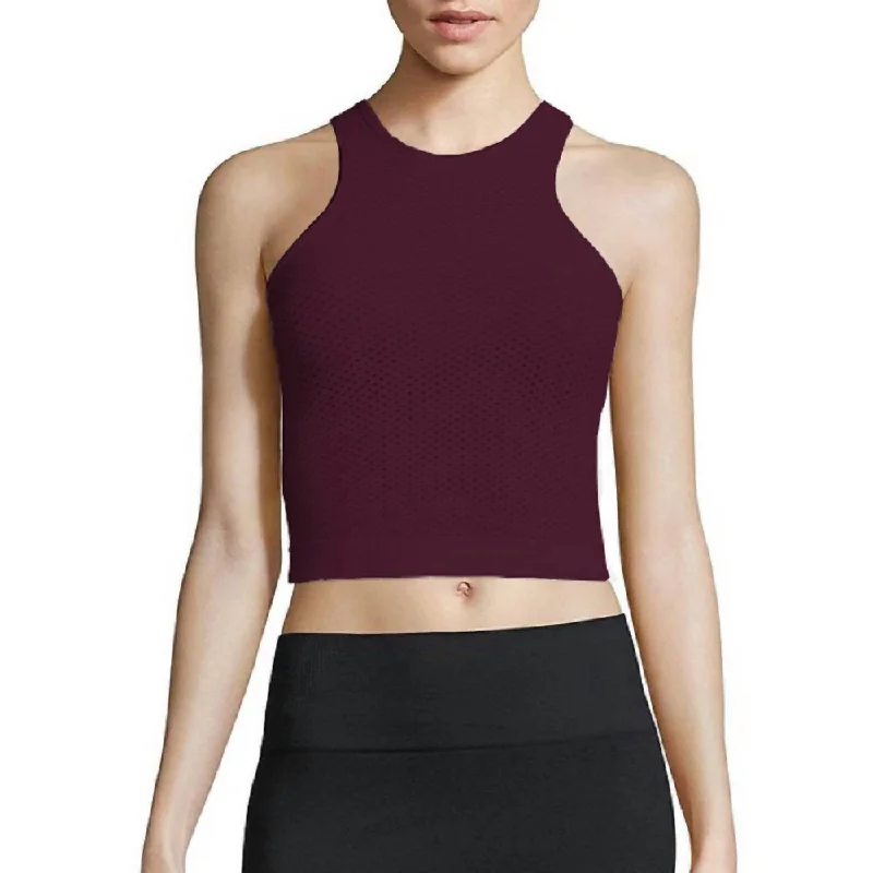 Instant Discount Women Racerback Bodycon Crop Top In Burgundy