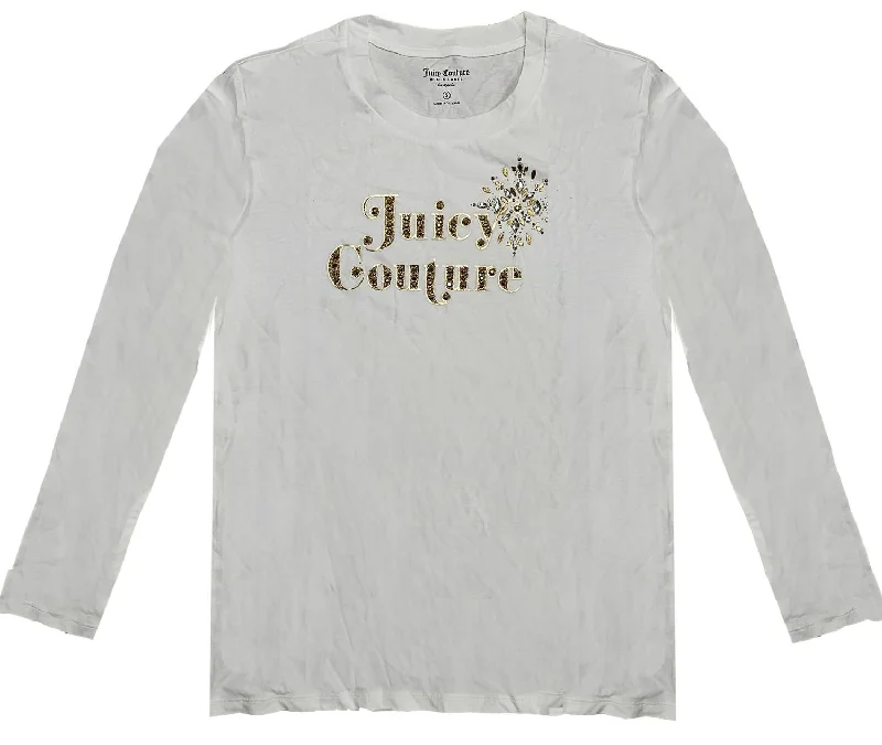 Year-End Sale Women's Bleached Bone Traditional Bling Classic Long Sleeve T-Shirt L In Ivory