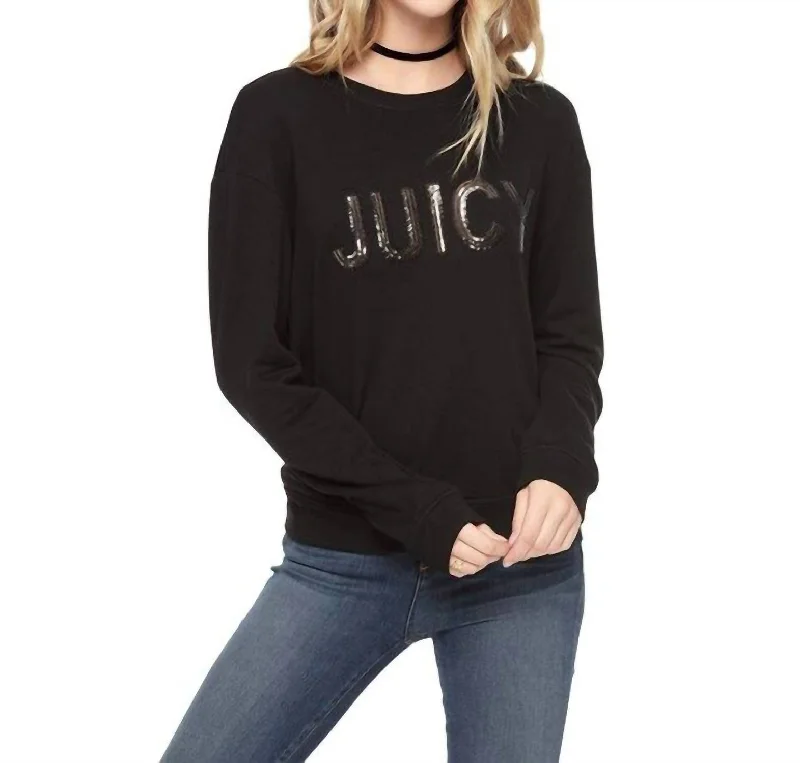 Hurry In Women's Cotton Crew Neck Sweatshirt In Black