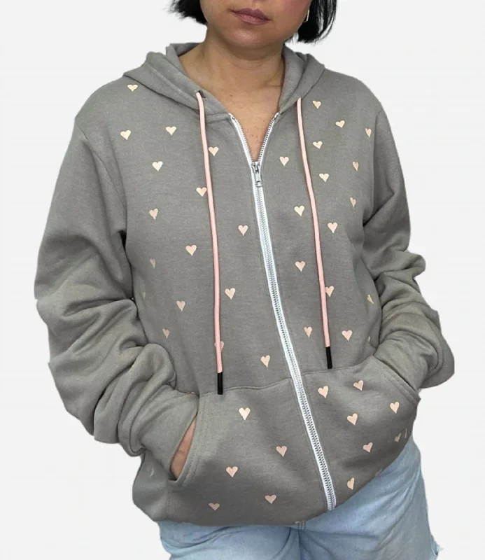Today’s Special Women's Dotty Zip Up Putty Hoodie In Mini Peach Hearts