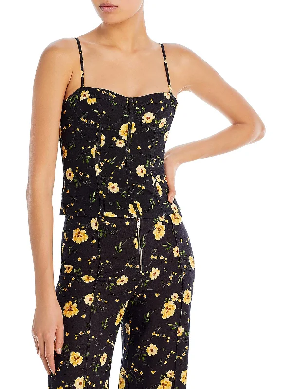 Buy More, Save More Womens Floral Print Bustier Cropped