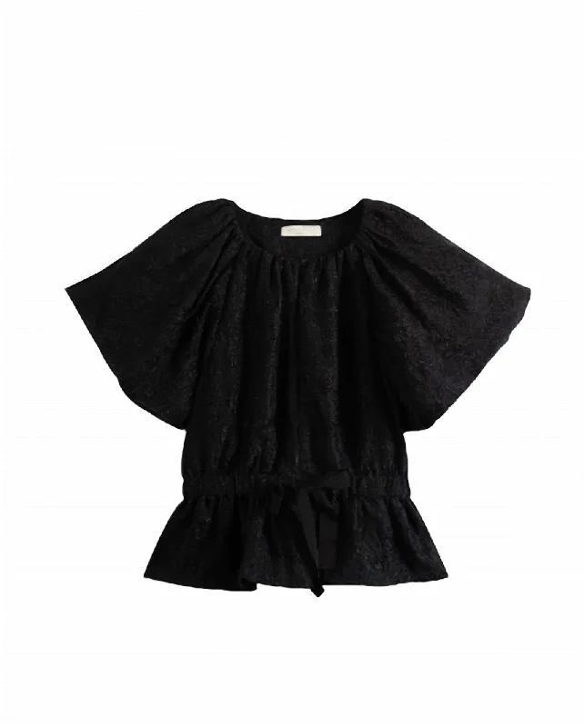 Major Savings Women's Mirabelle Jacquard Short Sleeve Puff Top In Noir