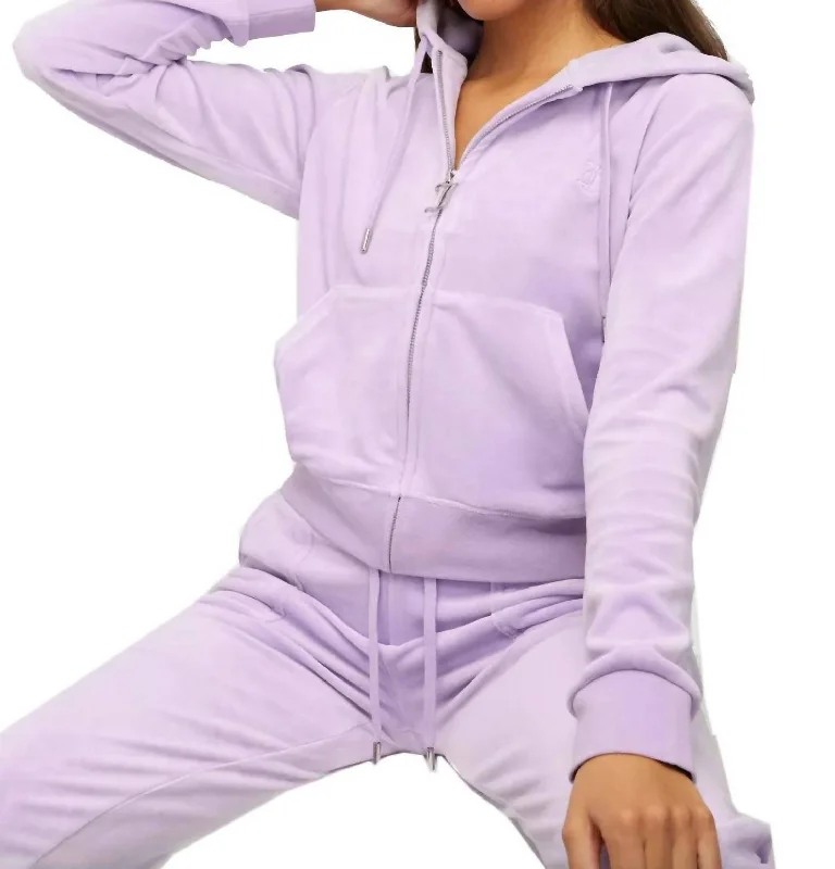 Lowest Price Women's Orchid Petal Velour Hoodie Sweatshirt With Jeweled Back S