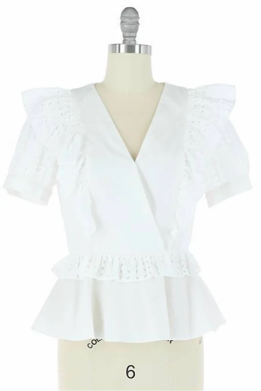 Special Price Women's Overlapped Frill Blouse In White