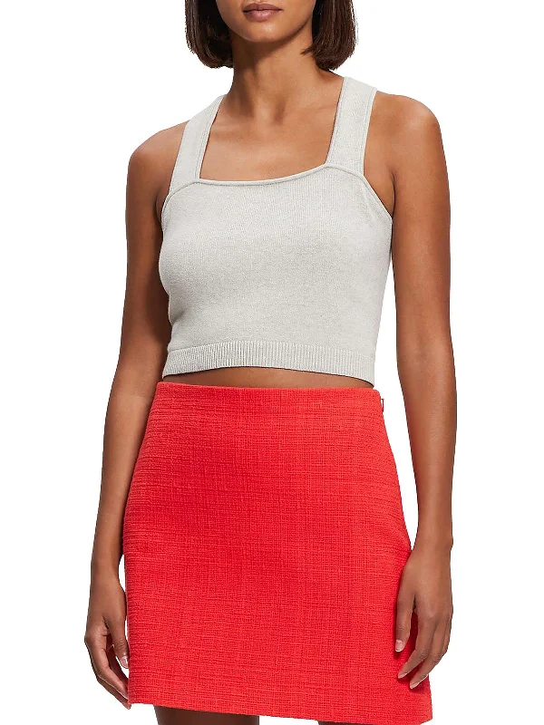 Limited Availability Womens Ribbed Trim Square Neck Cropped