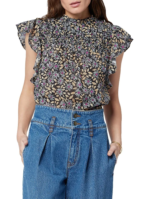 Extra Savings Womens Shutter Pleat Cap Sleeve Blouse