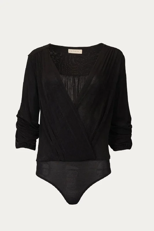 Bonus Savings Wrap-Effect Stretch-Jersey Bodysuit In Black