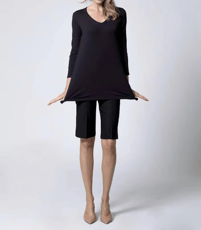 Low Prices 3/4 Sleeve Tunic In Navy
