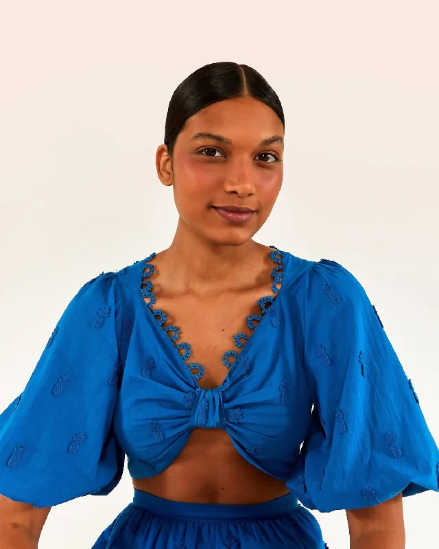 Markdowns 3D Pineapple Crop Top In Blue