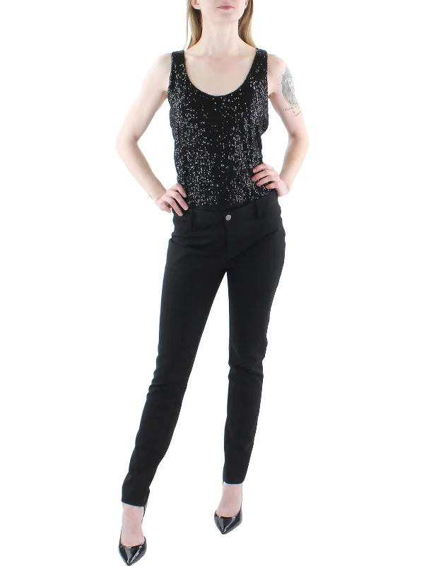 Price Cut Alex Womens Scoop Neck Sequined Bodysuit