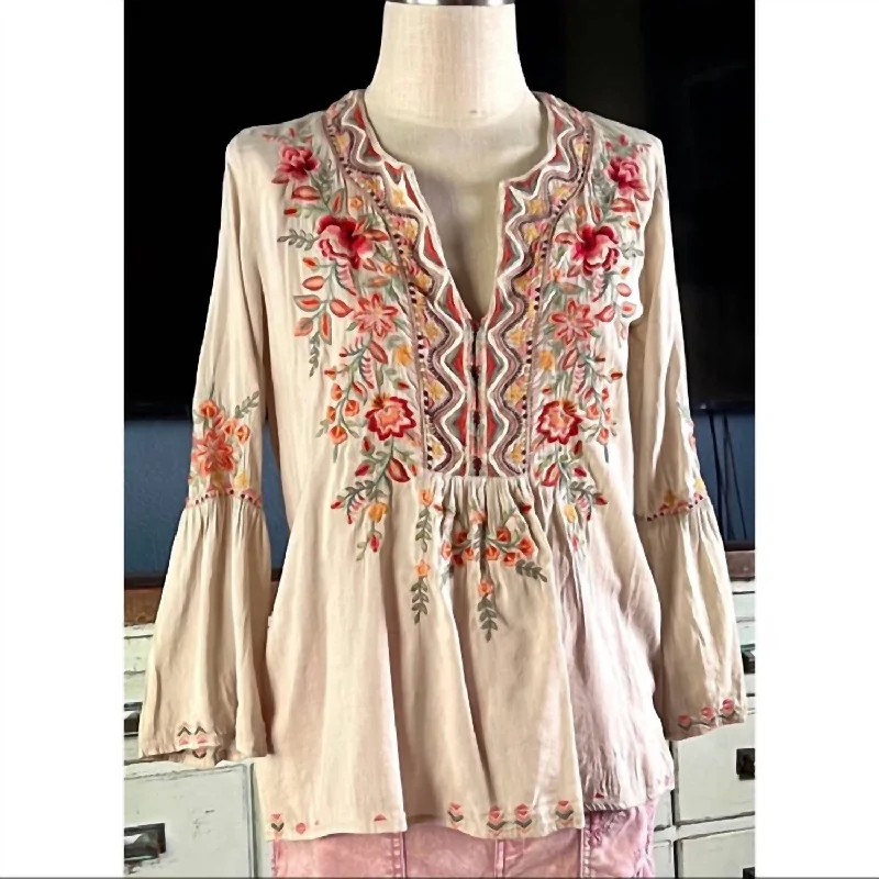 Sale Event Alise Flare Sleeve Boho Blouse In Cream