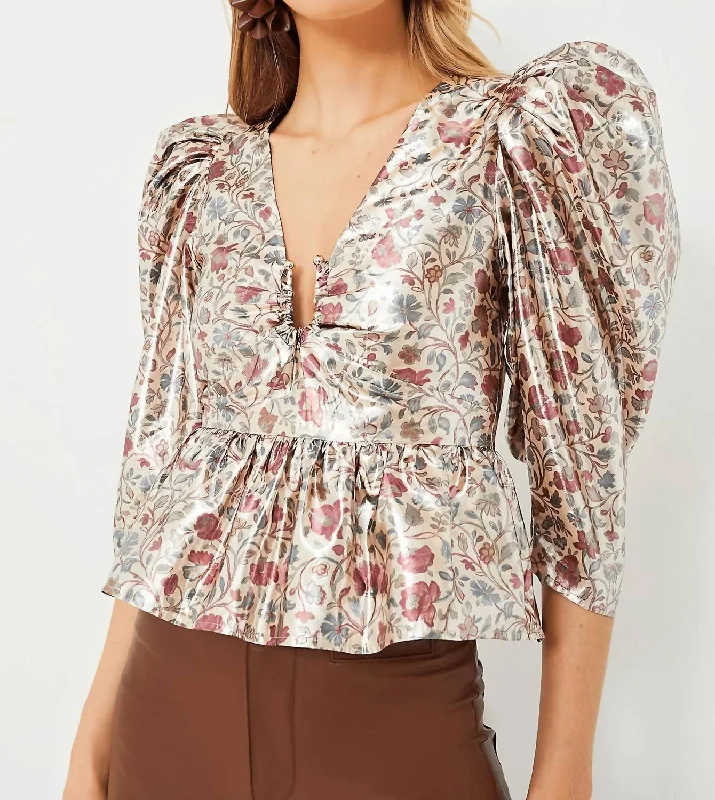 Act Fast Alma Top In Cream Rose