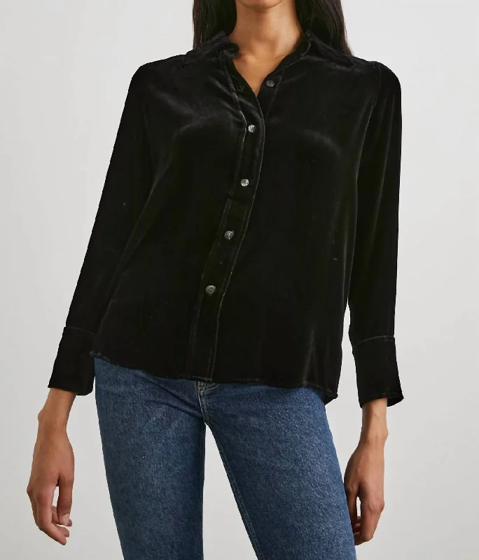 Limited Availability Andrea Top In Black Velvet