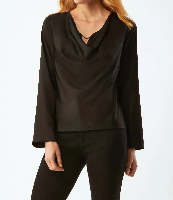 Deep Discounts Andrews Draped Blouse In Black
