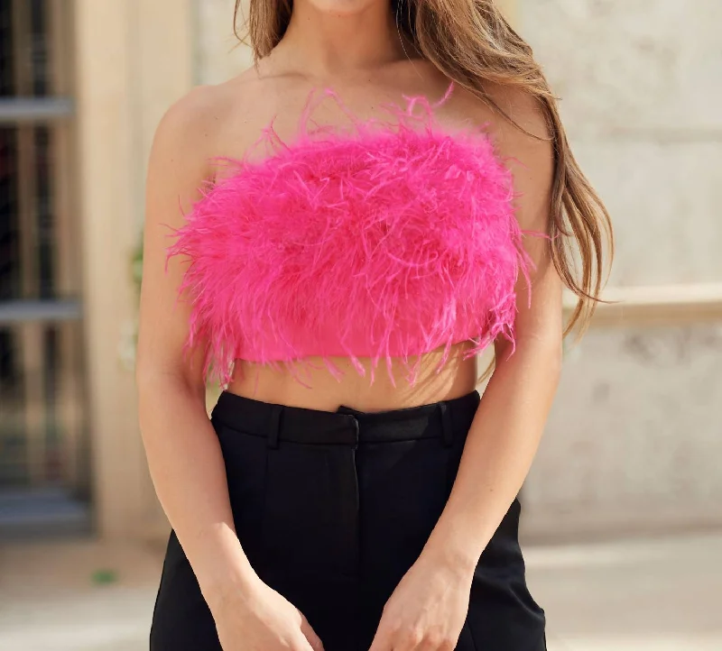 Deal Dash Angie Feather Top In Pink