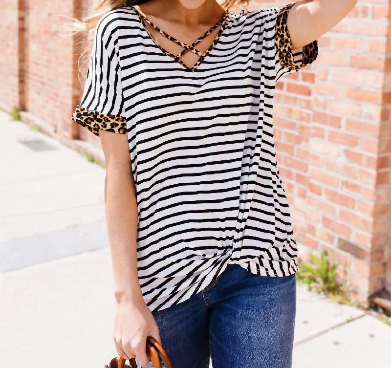 Quick Sale Animal Crossing Top In Black/white Stripe