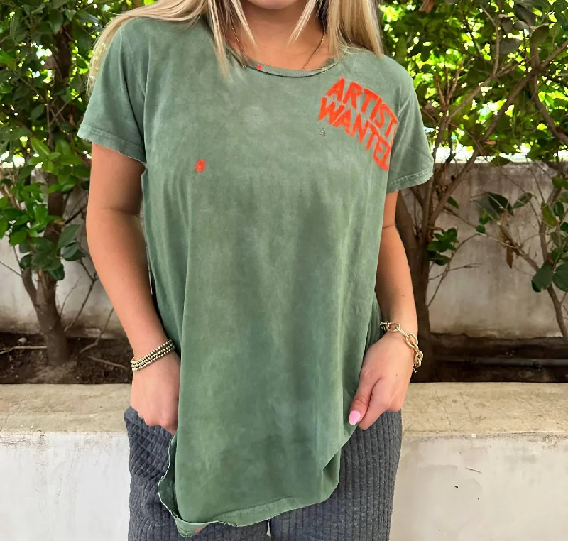 Best Bargains Artistwanted Paint Short Sleeve Tee In Green