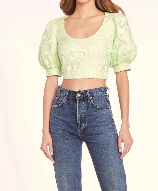 Inventory Reduction Ballad Puff Sleeve Top In Cucumber