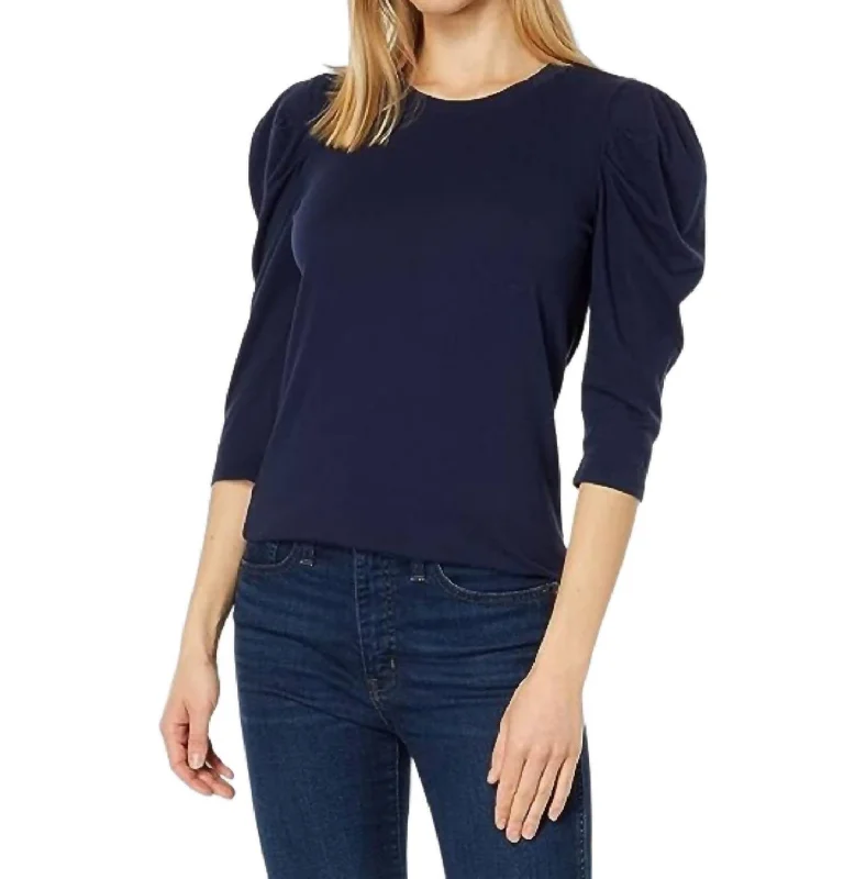 Bargain Prices Balloon Sleeve Top In Navy