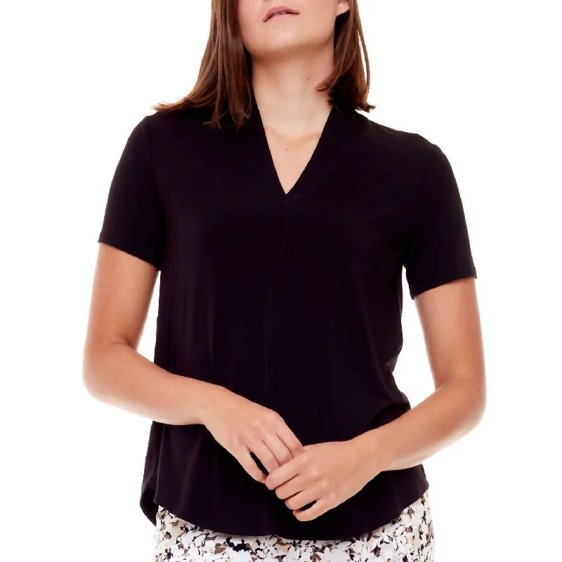 Blowout Deals Bamboo Short Sleeve Vneck Top In Black