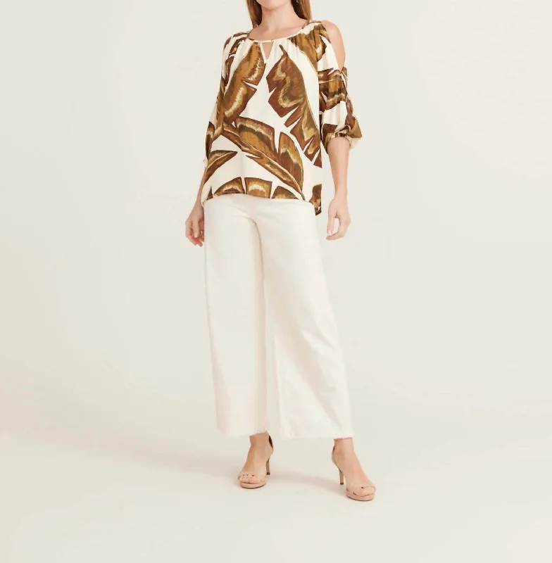 Deal of the Day Banana Leaf Peasant Top In Off White
