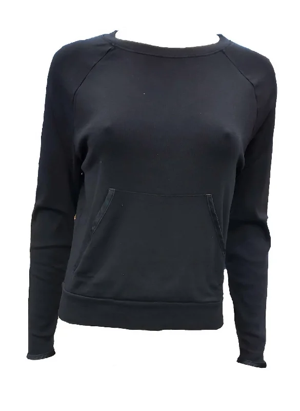 Midnight Madness Becca Long Sleeve Semi Crop Sweatshirt In Black