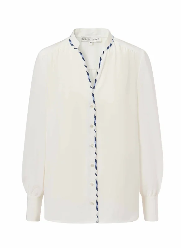 Savings Galore Bellamy Silk Blouse With Trim In White