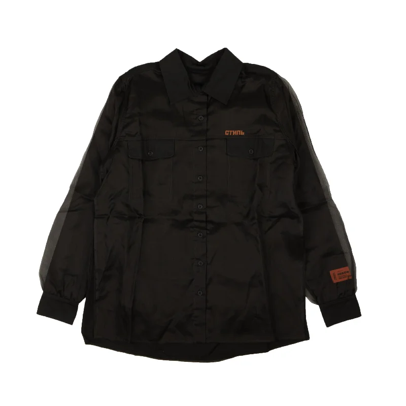 Best Seller Black Double Layer Button Down Blouse