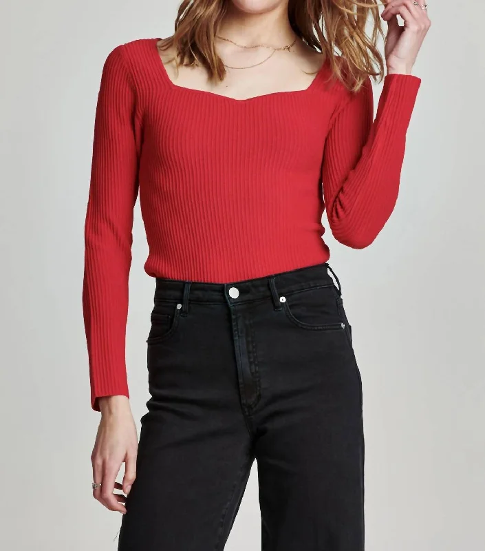 Price Reduction Blakeley Sweetheart Rib Top In Garnet
