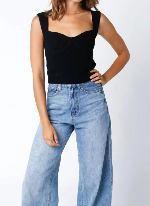 Exclusive Savings Bustier Sweater Top In Black
