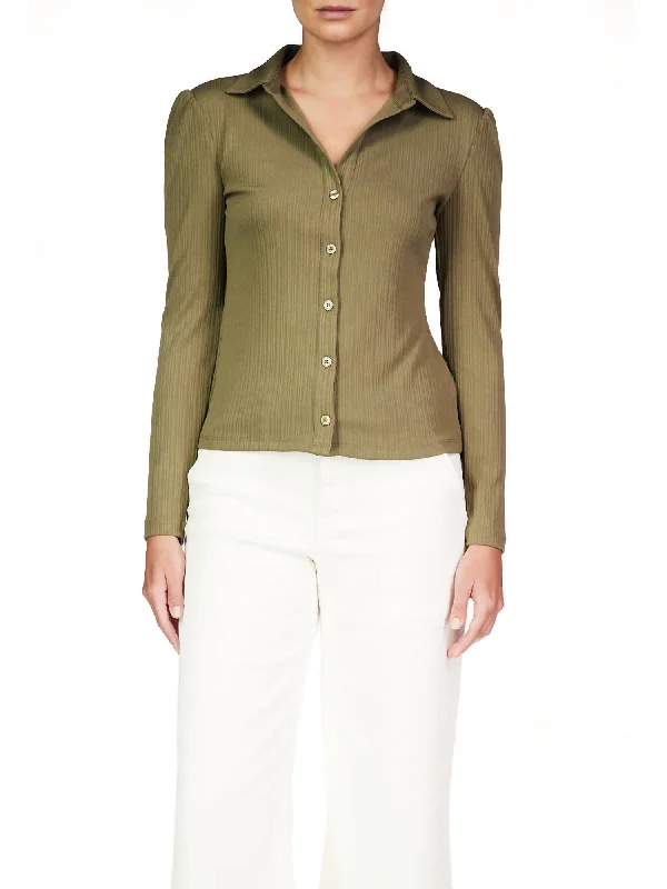 Lowest Price Candy Knit Shirt In Olive Green