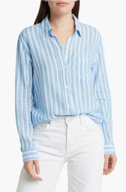 Discount Deals Charli Button Down Shirt In Lake Stripe