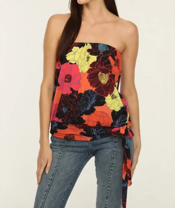 Price Fest Cheri Tube Top With Tie In Multi