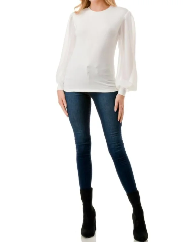 Fantastic Offers Chiffon Sleeve Top In White