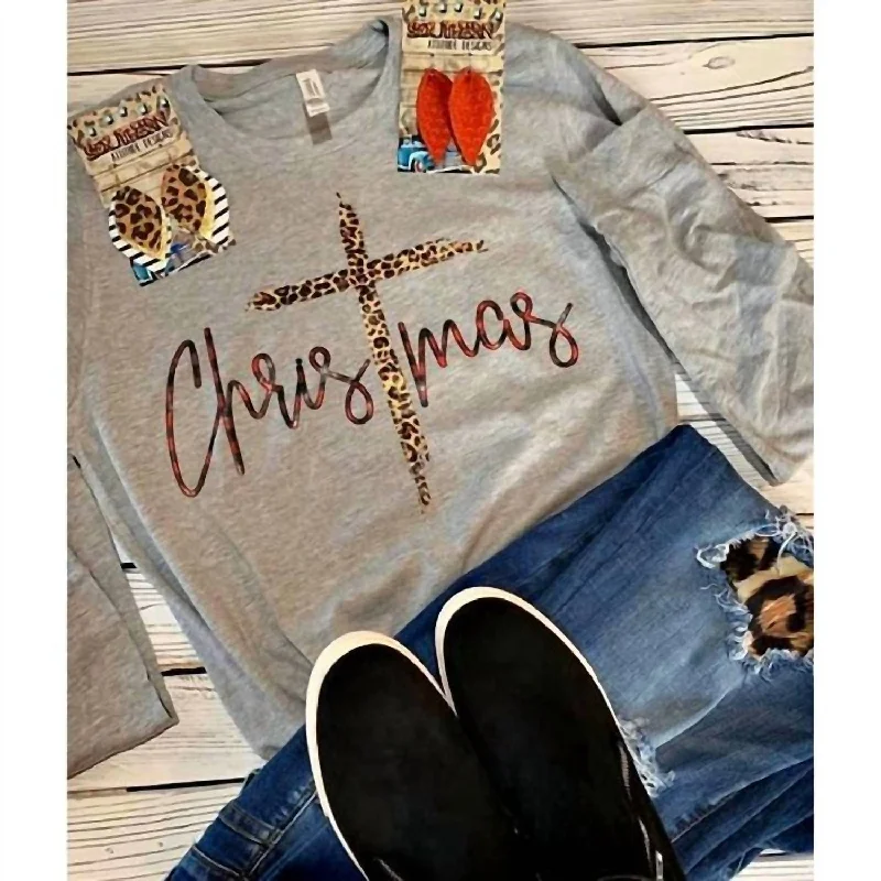 Deal Frenzy Christmas Long Sleeve Tee In Grey