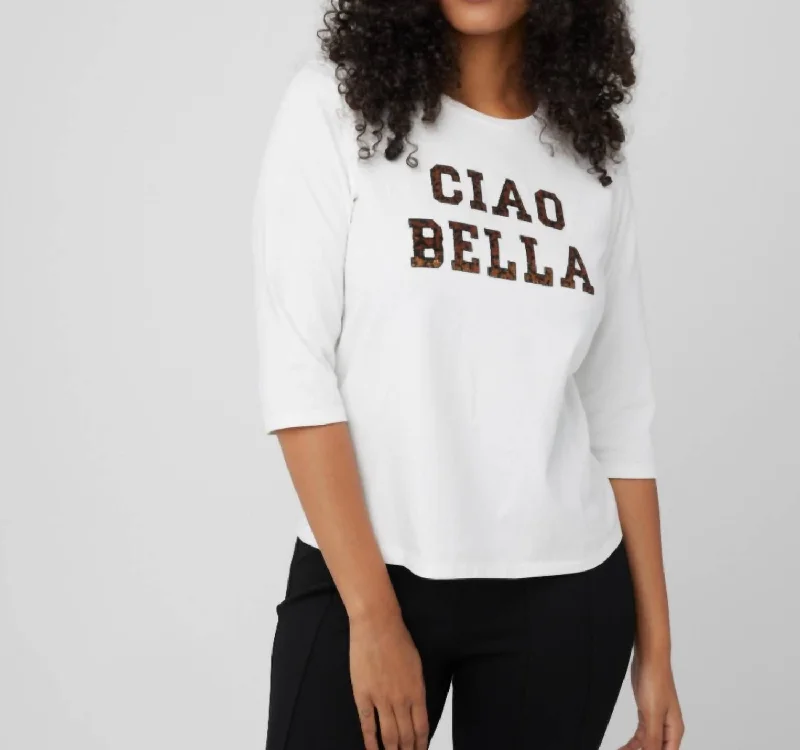 Hurry In Ciao Bella Top In White/leopard Sequin