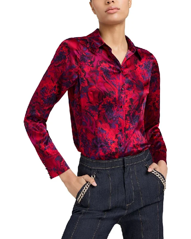 Buy Now Cinq à Sept Marbled Peonies Petra Silk-Blend Top