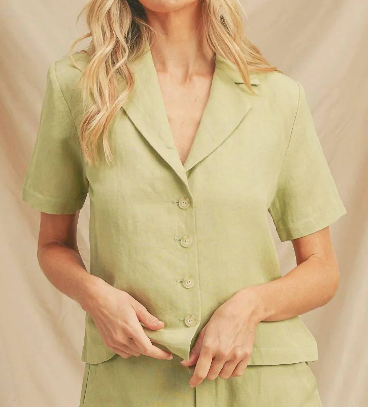 Today Only Collared Button Top In Avocado